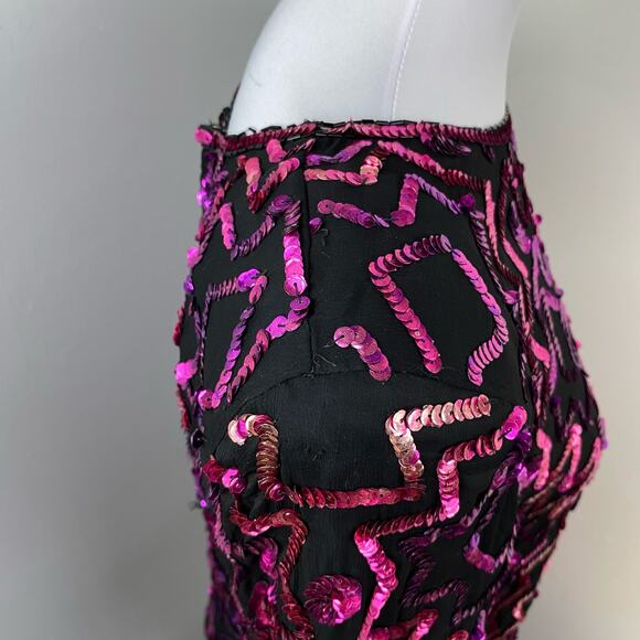 Vintage Silk & Sequin Short Sleeve Party Blouse Medium Cocktail NYE - Picture 7 of 8